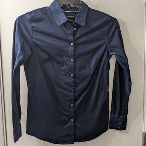 Tailored Non-Iron Shirt, Navy, Banana Republic Factory, Size 4